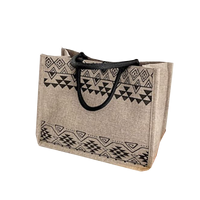 Sac de courses en jute écologique de qualité supérieure avec impression de lettres tendance pour l'hiver et poignée rembourrée tissée