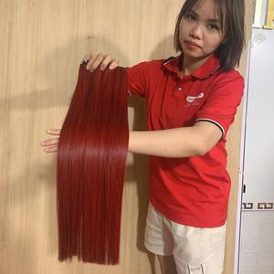 À la mode chaud rouge os faisceaux de cheveux raides de haute qualité double dessiné droit cheveux humains vietnamiens prix raisonnable cheveux crus - Product Image 4