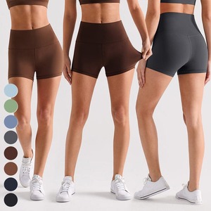 Venta al por mayor de mallas deportivas de las mujeres de secado rápido de cintura alta elástico Biker Shorts Short Workout Fitness Leggings Yoga Shorts para mujeres - Product Image 3