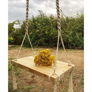 Hermosa Columpio de Madera Hecho a Mano con Macramé, Columpio Boho para Adultos, para Interiores/Exteriores, Columpio de Patio, Columpio de Árbol, Columpio de Madera para Uso en Interiores/Exteriores - Product Image 2