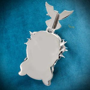 จี้เพชรรูปพระเยซูที่ส่องประกาย10k ประดับด้วยจี้รูปนกพิราบและมงกุฎหนามสีแดงเครื่องประดับฮิปฮอปออกสำหรับผู้ชาย - Product Image 3