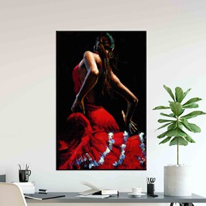 Lienzo Impreso: Bailarina de Flamenco - Decoración Vibrante de España para el Hogar, Lienzo Enrollado - Product Image 1