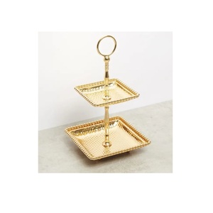 ถาดวางเค้กโลหะชุบเงิน2ชั้นสไตล์วินเทจงานปาร์ตี้สำหรับตกแต่งบ้านและเค้ก - Product Image 1