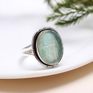 Tendencia aguamarina Druzy 925 plata esterlina forma ovalada bisel de piedras preciosas ajuste antiguo hecho a mano compromiso boda Bohemia - Product Image 5