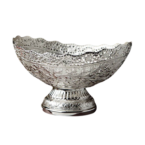 Cuenco de Pedestal de latón de alta calidad con grabado de níquel acabado para mesa de cocina cuenco para servir vajilla cuenco - Product Image 6