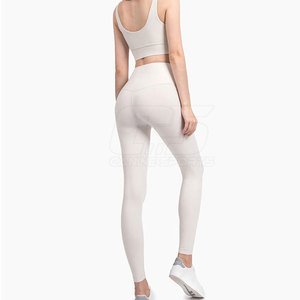 Ropa deportiva atlética sólida de alta elasticidad, conjunto de gimnasio de Yoga sin costuras, mallas ajustadas, conjunto de Yoga de dos piezas para mujer con cintura elástica - Product Image 6