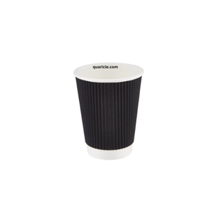 Vasos desechables ondulados 100%, vajilla de papel, bebidas calientes/frías, 4oz/6oz/9oz/12oz/16oz, fiestas negras, eventos, cumpleaños, bodas - Product Image 1