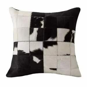 Housse de coussin en cuir de vachette brun foncé de style bohème avec fermeture éclair pour hôtels maisons hôpitaux - Product Image 3