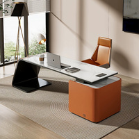Bureau de direction moderne en demi-lune blanc minimaliste au design créatif, bureau de luxe pour PDG, directeur, cadre