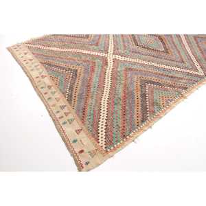 Tapis turc vintage 7,1x11,8 pi (215x360 cm), tapis rayé bleu et rouge - Product Image 2