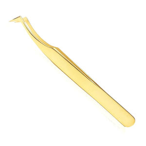 Pince à épiler professionnelle pour extension de cils en forme de crochet, pointe dorée de couleur blanche de haute qualité, volume de cils maigre à 90 degrés - Product Image 6