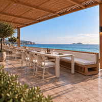 Ensemble de salle à manger extérieur personnalisé OEM, chaises en aluminium et corde tressée, mobilier de patio pour hôtel et complexe hôtelier, résistant aux intempéries