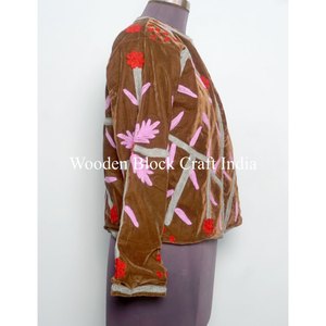 Veste élégante en velours Suzani brodée de haute qualité, nouveau motif, manteau unisexe, style bohème hippie indien, taille plus, manteau pour femmes - Product Image 4