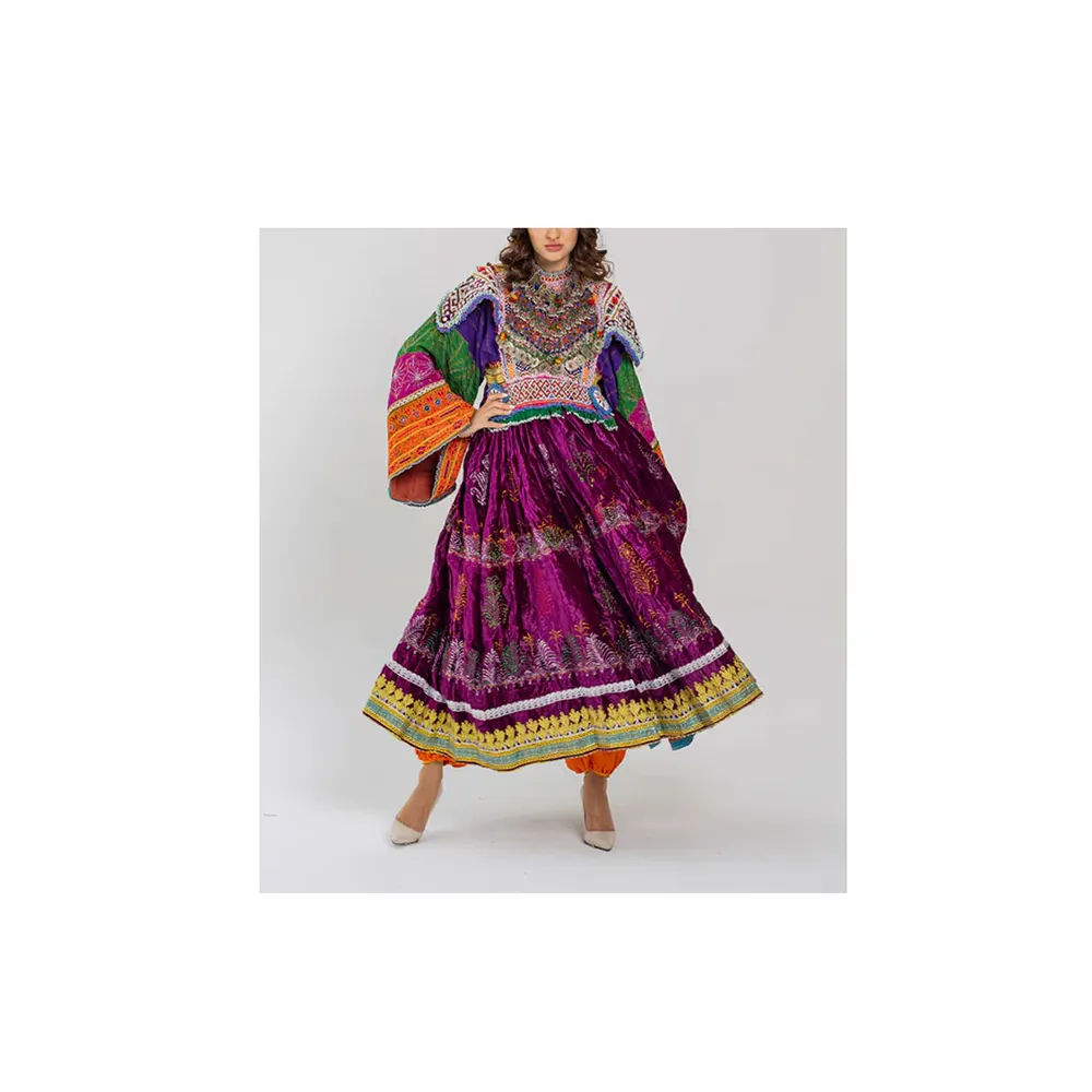 מקורי מכירה לוהטת באיכות גבוהה אפגני Kuchi שמלה עם מחיר נמוך יותר מותאם אישית גודל סיטונאי קטיפה בד אפגני שמלה