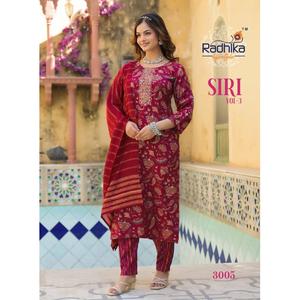 Ensemble Kurta en rayonne ethnique à la mode avec tenue festive Dupatta pour fête des femmes tenue de style traditionnel pour adultes - Product Image 1