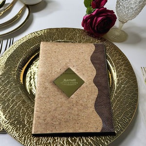 Fabriqué à la main de luxe hôtel Menu dossier verre Logo liège conception A4 taille PU cuir couleur personnalisée Logo Restaurants facture couvre - Product Image 1