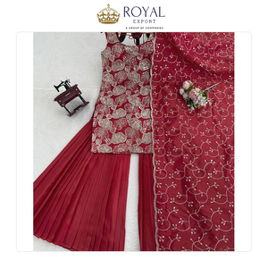 Colección de Trajes Sharara de Seda Simmer de Última Moda con Bordado para Bodas, a un Precio Accesible - Product Image 6
