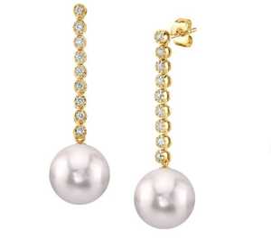 Wholesale Freshwater Pearl Diamond Dangle Earrings Sterling Silver Studs Fine Jewelry Drop Earrings for Women - Product Image 2