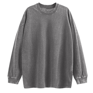 Nuevo 100% algodón personalizado patrón sólido lavado ácido Anti-encogimiento cuello redondo cómodo sudadera de gran tamaño para hombres - Product Image 1