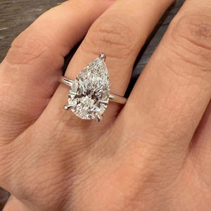 Elegante anillo de diamante cultivado en laboratorio con corte de pera con Halo oculto compromiso de las mujeres boda joyería fina diseñador anillo de regalo nupcial - Product Image 3