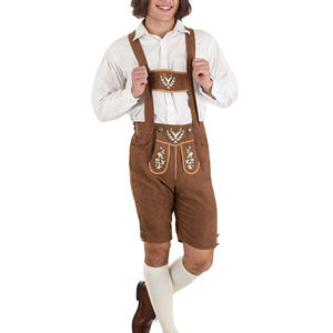 2025 hommes bavarois coton Lederhosen décontracté court Style Oktoberfest avec taille moyenne bouton braguette fermeture léger Anti-rides - Product Image 1
