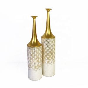 Decoración de boda, jarrones de suelo, soportes altos, florero de Metal para boda, oro antiguo, hierro fundido, latón hecho a mano, espacio navideño de lujo - Product Image 1