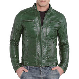 Chaqueta de Cuero para Hombre de Invierno con Cuello Alto, Estilo Vintage Resistente, Forro Interior Completo, Logotipo Frontal - Product Image 1