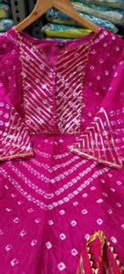 Bandhej Imprimé Léger Lourd Séquence Gota Travail Festif Porter Soie Kurti Avec Dhoti Pour Femmes Et Filles, Cadeau Pour Elle - Product Image 4
