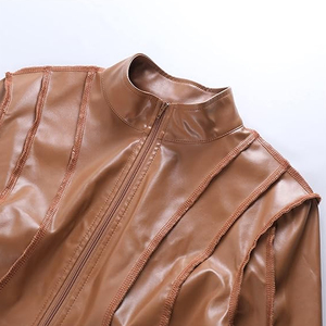 Chaqueta de Cuero para Mujer con Logotipo Personalizado, MOQ Bajo, Chaqueta Corta de Cuero para Mujer, Cortavientos, con Manga Larga, Chaqueta para Hombre 2026 - Product Image 6