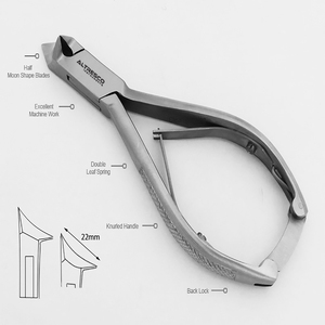 คีมตัดเล็บสแตนเลสพร้อมสปริงล็อคหลังสองชั้นชุดทำเล็บมือและเล็บเท้าที่มีที่จับพิมพ์ใบมีดรูปดวงจันทร์ - Product Image 2