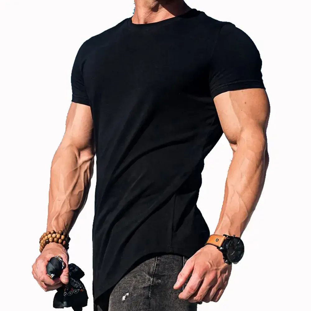 New 100% Cotton Men's T-Shirts Slim Fit Muscle Slim Fitted Gym T Shirt Quick dry breathable men t shirt with customization