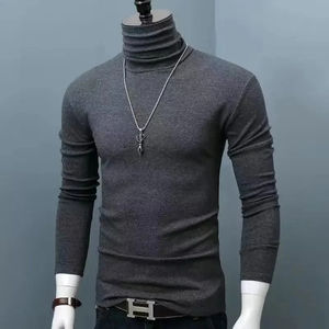 Men's Long Sleeve Polo/Turtle Neck Base Layer <b>T</b>-<b>Shirt</b> Slimming Smooths Your Silhouette Solid Color Plus Size Warm Autumn <b>Winter</b> - Product Image 6