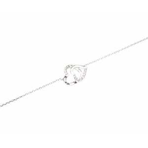 925 Sterling <b>Silver</b> Fine Charm Bracelet Two Heart Design Chain with <b>Pen</b> White Color - Product Image 6