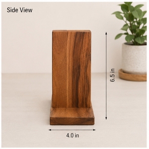 Wooden Bookends Rustic Rectangle Design Eco-friendly 100% Natural Wood Durable Home Decor for Bedroom Tabletop Display - Product Image 4