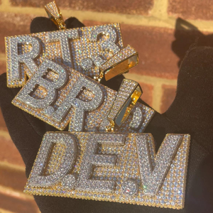 Personalizable Iced Out Silver Mossanite Nombre Logo Colgante Nuevo diseño Hiphop Joyería fina Collares de diamantes - Product Image 1