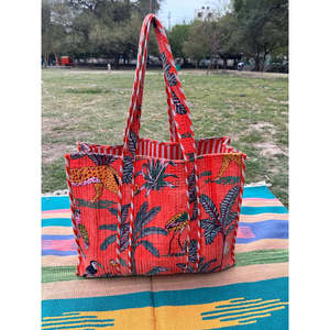 Boho Chic Reversible Quilted Velvet Cotton Women's Tote <b>Bag</b> Large Eco-Friendly Sustainable Grocery Shopping Ochre <b>Beach</b> <b>Bag</b> - Product Image 2
