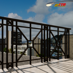 Balustrade en fer artisanal pour balcon avec revêtement en poudre au design extérieur moderne et détail décoratif en fer forgé - Product Image 5