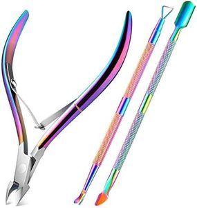 Kit professionnel de soin des ongles, coupe-cuticules avec repousse-cuticules, acier inoxydable multicolores, outils de soin des ongles et des doigts par Life Care - Product Image 1