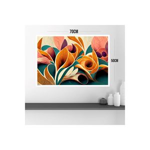 <b>Large</b> Size 70x50cm MDF Table with Colorful Faded Flower and Leaf <b>Prints</b> Quality 160 <b>Frame</b> Looking Flower Paintings - Product Image 2