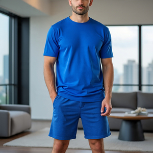 Venta al por mayor camiseta pantalones cortos de dos piezas Set Hombres 100% Algodón Poliéster Jogging Wear Shorts Set Summer Tee Shorts de dos piezas - Product Image 6