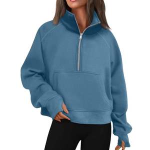 Sweat-shirts à capuche épais pour femmes Vornex Industry, personnalisés, en molleton, à col zippé, avec poche kangourou, faible MOQ pour les fournisseurs - Product Image 2