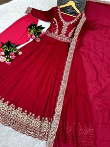 Nuevo y Elegante Salwar Kameez Anarkali de Seda Georgette Bordada para Mujer, con Dupatta, Ligero, para Fiestas, Sin Costuras - Product Image 5