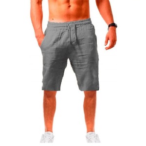 Nuevos pantalones cortos de lino y algodón para hombre, pantalones de lino de Color sólido transpirables de verano para hombre, ropa de calle con cordones - Product Image 4