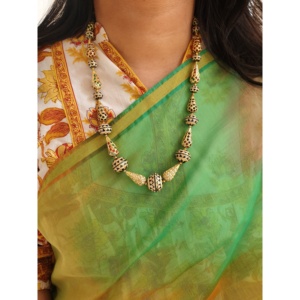 สร้อยคอ jadau meenakari สีเบจสีดำพร้อมเพชรทันสมัยห่วงโซ่ทองเหลืองคลาสสิกชาติพันธุ์รูปแบบเส้นใยออร์โธดอกซ์ - Product Image 2