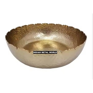 Accueil Plateau de table Plat à dessert Bol de service en métal doré martelé antique pour hôtels mariages Bol à chocolat moderne poli - Product Image 3