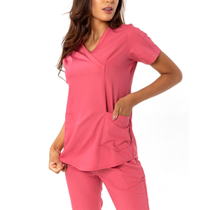 Tenues d'infirmières en coton bleu de haute qualité, à manches courtes, pour femmes, ensembles de blouses médicales, vente chaude, prix bas, service OEM - Product Image 4