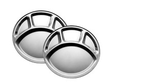 King School Canteen 3 compartimentos divididos de acero inoxidable comedor almuerzo cena plato de aperitivos bandeja de comida rápida Multi compartimento bandeja de comida - Product Image 6