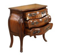 Table de chevet Lenoir de style mid-century en bois d'acajou de haute qualité, couleur marron, avec 3 tiroirs, pour chambre à coucher ou appartement