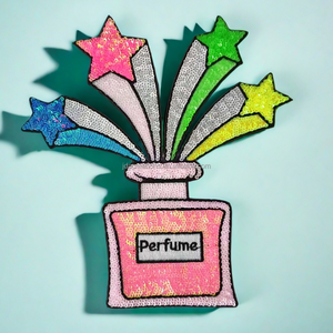 Fashion <b>Perfume</b> Bottle Starburst Sequin Iron-On Plastic Embroidery Patch - Product Image 1