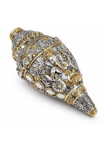 Handcrafted Jumbo Dual Tone Gold <b>Silver</b> Plated Ganesh Shankh Premium Minimalist Home Decoration Spiritual Use - Product Image 3